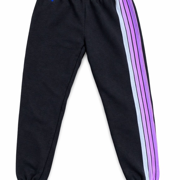 Aviator Nation Black Sweatpants Purple Stripe Joggers Super Soft Small - Picture 5 of 8